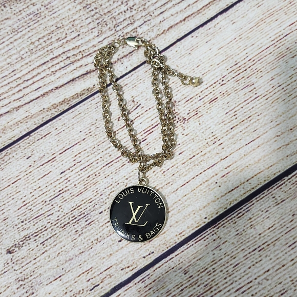 Handmade Jewelry - Repurposed Louis Vuitton Black and Gold Trunks And Bags Charm Bracelet